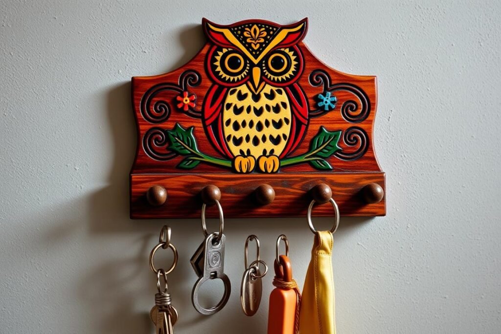 Wooden Key Holder with Owl Design for Diwali decoration under ₹500 Wooden Key Holder with Owl Design for Diwali decoration under ₹500